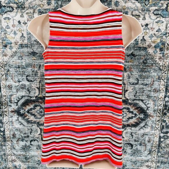 J. Jill Stripe Tank Top Size S Red Vibrant Stripe Summer Beachy - Picture 4 of 9